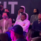Steve Ballmer (l.) sits with an extremely bored-looking Kawhi Leonard and Paul George at the Intuit Dome groundbreaking ceremony on Monday.